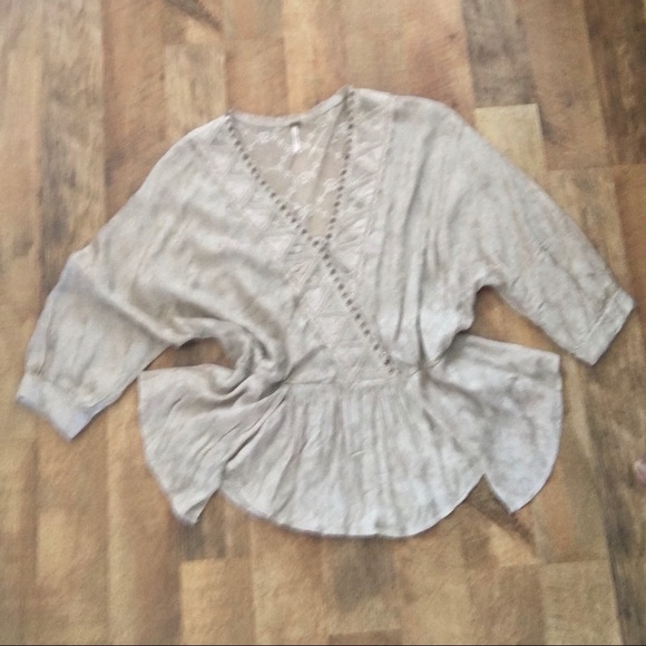 Free People Dolman Sleeve beaded oversized Top - Picture 2 of 12